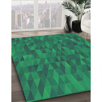 Patterned Medium Teal Green Rug, pat2648grn