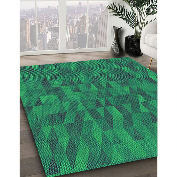 Machine Washable Transitional Medium Teal Green Rug in a Family Room, wshpat2648grn