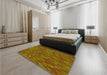 Patterned Mahogany Brown Rug in a Bedroom, pat2648yw