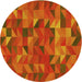 Square Machine Washable Transitional Neon Orange Rug in a Living Room, wshpat2649yw