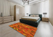 Round Machine Washable Transitional Neon Orange Rug in a Office, wshpat2649yw