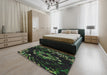 Patterned Forest Green Novelty Rug in a Bedroom, pat264