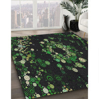 Patterned Forest Green Novelty Rug, pat264