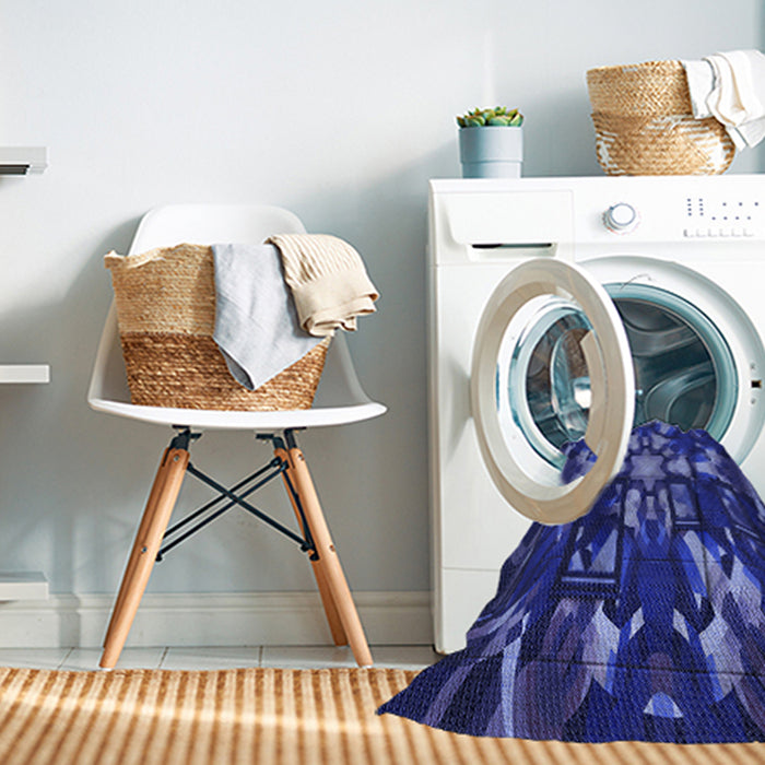 Machine Washable Transitional Denim Dark Blue Rug in a Washing Machine, wshpat265blu