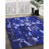 Patterned Denim Dark Blue Rug, pat265blu