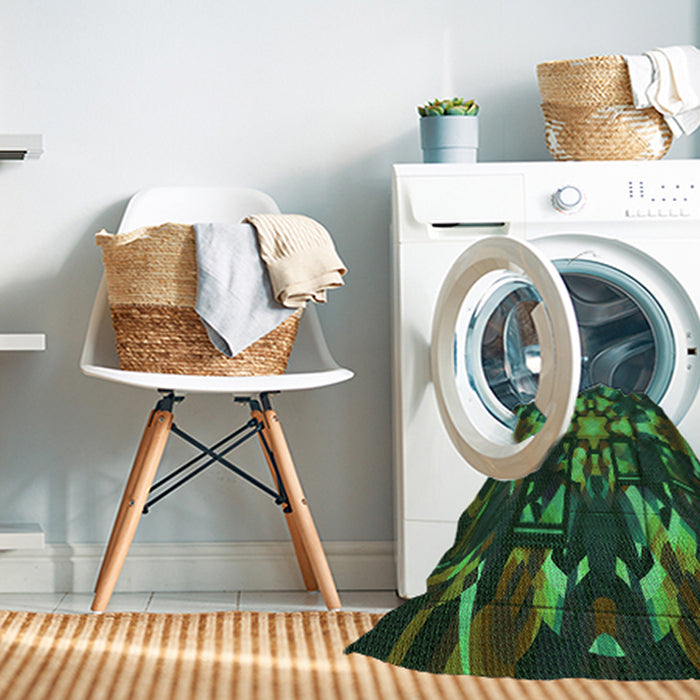 Machine Washable Transitional Dark Forest Green Rug in a Washing Machine, wshpat265grn
