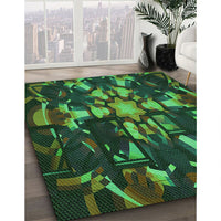 Patterned Dark Forest Green Rug, pat265grn