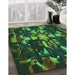 Patterned Dark Forest Green Rug in Family Room, pat265grn