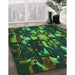 Machine Washable Transitional Dark Forest Green Rug in a Family Room, wshpat265grn