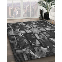 Patterned Charcoal Black Rug, pat265gry