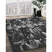 Patterned Charcoal Black Rug in Family Room, pat265gry