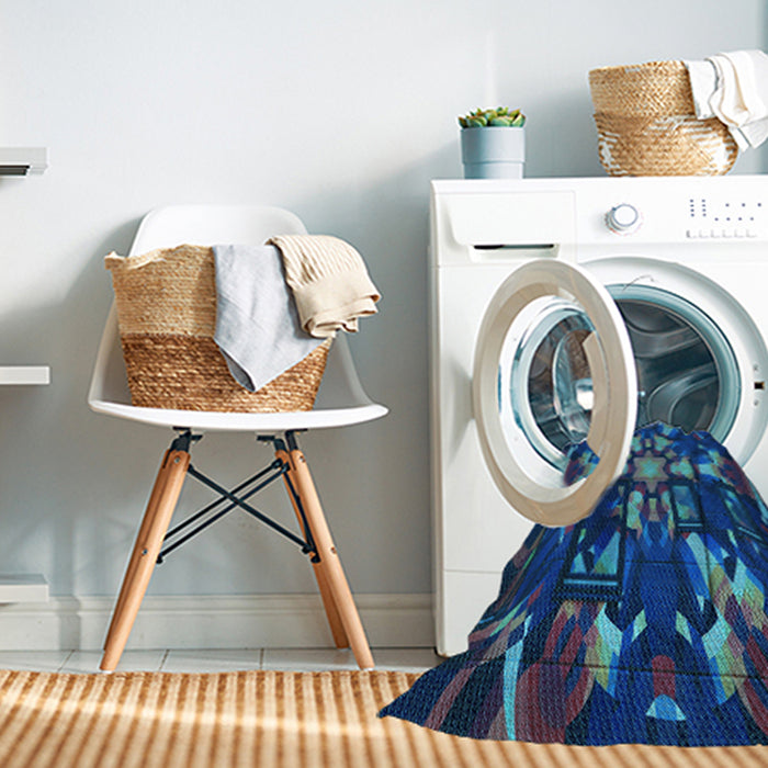 Machine Washable Transitional Blue Ivy Blue Rug in a Washing Machine, wshpat265lblu