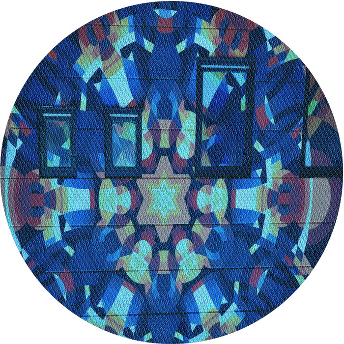 Square Machine Washable Transitional Blue Ivy Blue Rug in a Living Room, wshpat265lblu