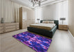 Patterned Bright Purple Rug in a Bedroom, pat265pur