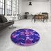 Round Patterned Bright Purple Rug in a Office, pat265pur