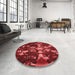 Round Patterned Red Rug in a Office, pat265rd