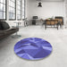 Round Patterned Blue Rug in a Office, pat2650blu