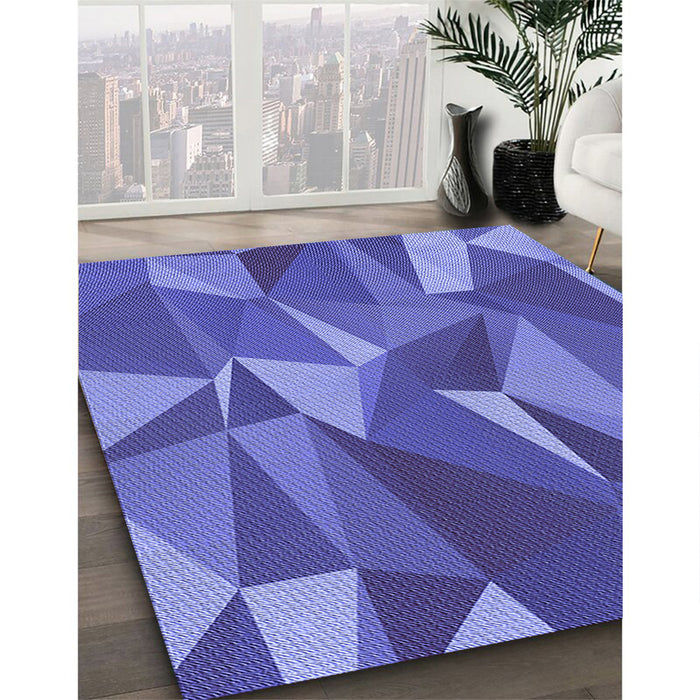 Patterned Blue Rug in Family Room, pat2650blu
