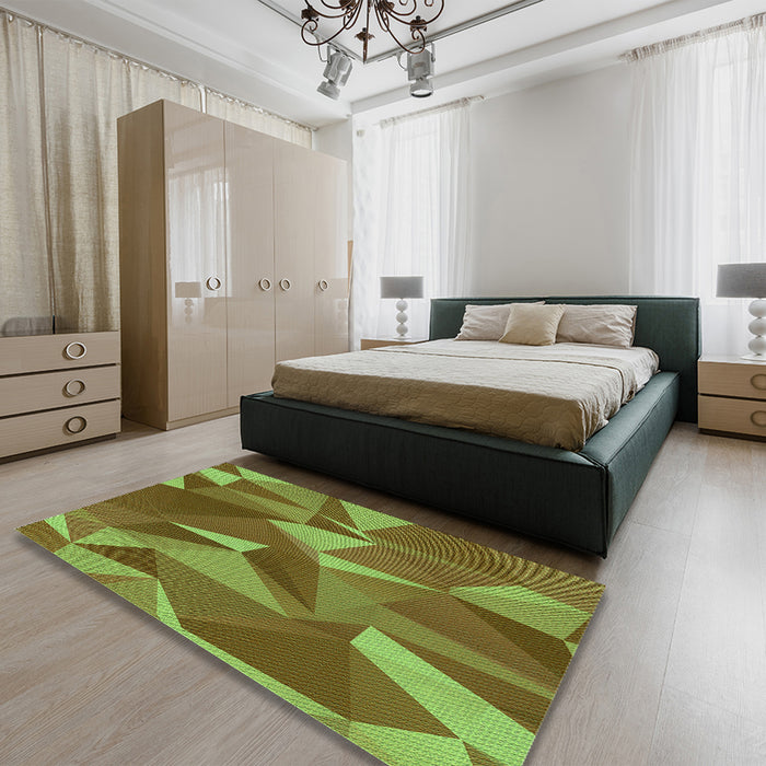 Patterned Pistachio Green Rug in a Bedroom, pat2650grn