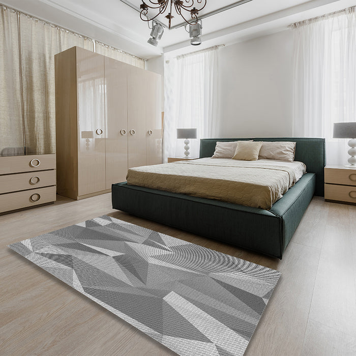 Round Machine Washable Transitional Dark Gray Rug in a Office, wshpat2650gry