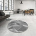 Round Patterned Dark Gray Rug in a Office, pat2650gry