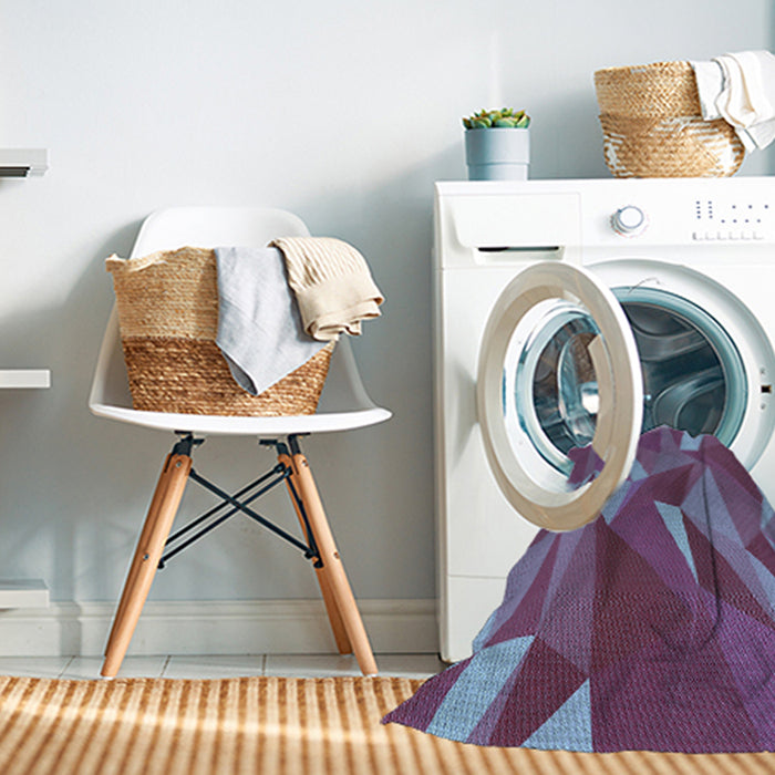 Round Machine Washable Transitional Light Purple Blue Rug in a Office, wshpat2650lblu