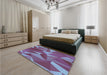 Machine Washable Transitional Light Purple Blue Rug in a Bedroom, wshpat2650lblu