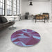 Round Patterned Light Purple Blue Rug in a Office, pat2650lblu