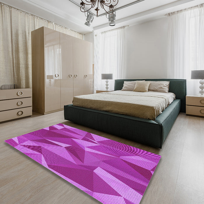 Patterned Fuchsia Magenta Purple Rug in a Bedroom, pat2650pur