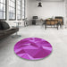 Round Patterned Fuchsia Magenta Purple Rug in a Office, pat2650pur