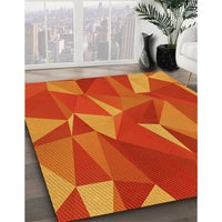 Patterned Neon Orange Rug, pat2650yw