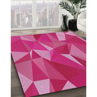 Patterned Dark Hot Pink Modern Rug, pat2650