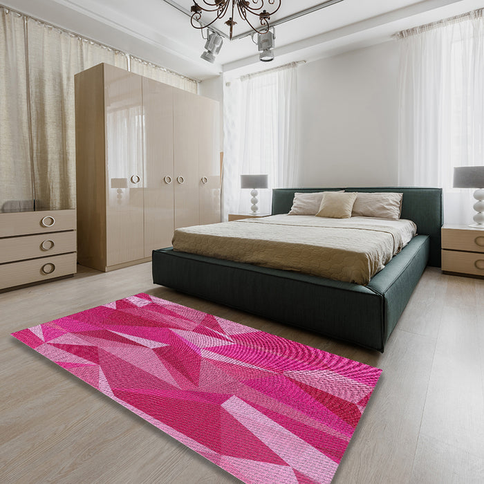 Machine Washable Transitional Dark Hot Pink Rug in a Bedroom, wshpat2650