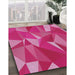 Patterned Dark Hot Pink Modern Rug in Family Room, pat2650