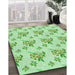 Machine Washable Transitional Light Green Rug in a Family Room, wshpat2651grn