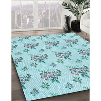 Patterned Electric Blue Rug, pat2651lblu