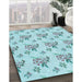 Patterned Electric Blue Rug in Family Room, pat2651lblu