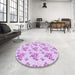 Round Patterned Purple Rug in a Office, pat2651pur