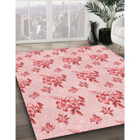 Patterned Light Rose Pink Rug, pat2651rd