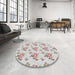 Round Patterned Pearl White Beige Novelty Rug in a Office, pat2651