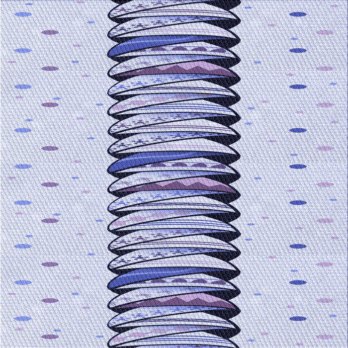 Round Patterned Lavender Blue Rug, pat2652blu