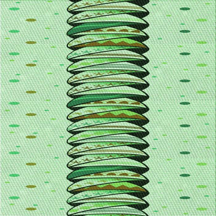 Round Patterned Mint Green Rug, pat2652grn