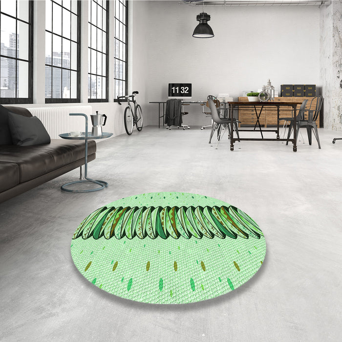 Round Patterned Mint Green Rug in a Office, pat2652grn