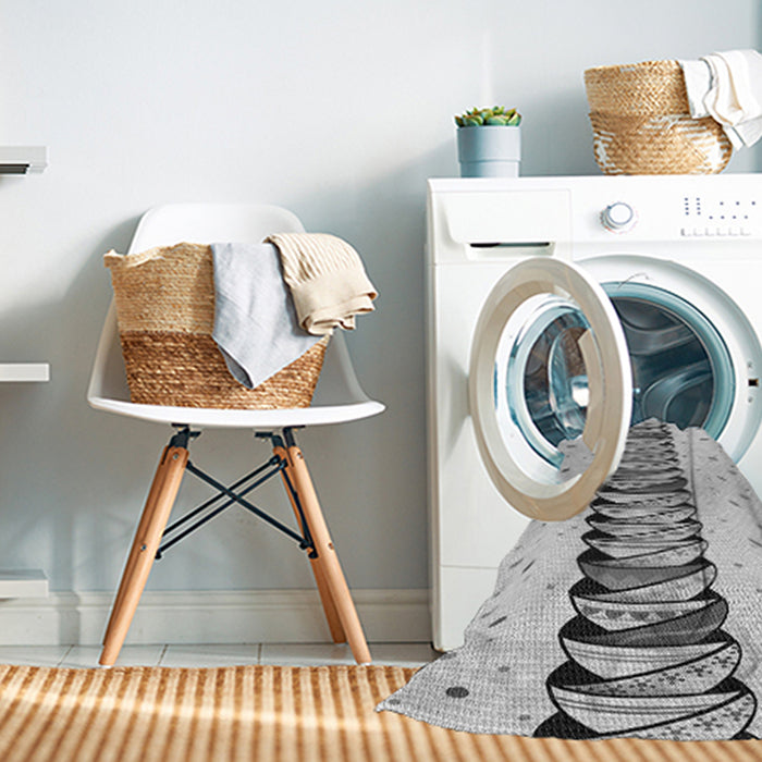 Machine Washable Transitional Gray Rug in a Washing Machine, wshpat2652gry