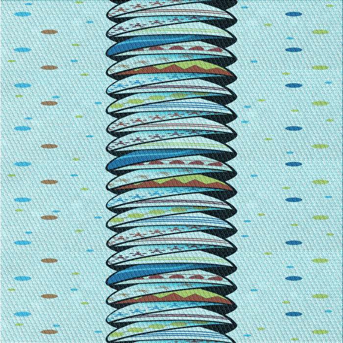 Round Patterned Seafoam Green Rug, pat2652lblu