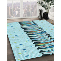 Patterned Seafoam Green Rug, pat2652lblu