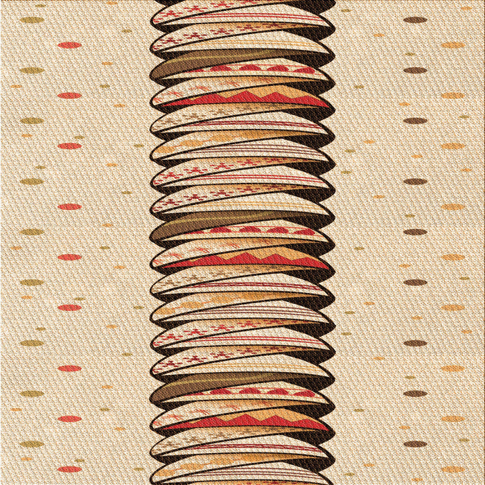 Round Patterned Navajo White Gold Rug, pat2652org