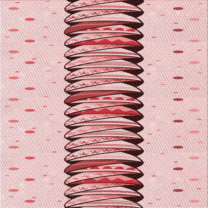 Round Patterned Red Rug, pat2652rd