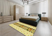 Patterned Dark Golden Brown Rug in a Bedroom, pat2652yw