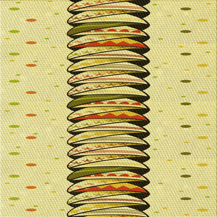 Round Patterned Dark Golden Brown Rug, pat2652yw